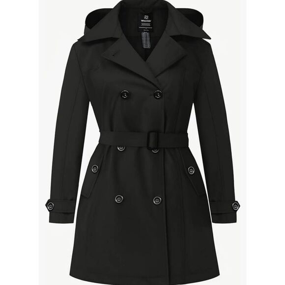 wantdo Women's Plus Size 1X Trench Coat Double-Breasted Waterproof Lapel Overcoa - Picture 1 of 10